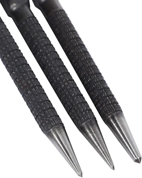 Premium High Carbon Steel Center Punch Set Black Finish Heavy Duty Marking Tools For Alloy Steel Metal Wood Drilling Jigs tips close-up