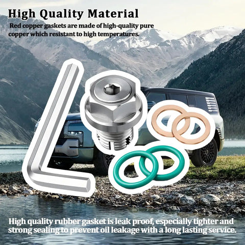 Fix Leaky Oil Pan Fast With This Awesome Oversized Stainless Steel Piggyback M14 1.5 Drain Plug That Seals Tight Like A Boss Perfect For Sedans And Motorcycles With Included Wrench Washer And O Ring. Stainless steel M14x1.5 drain plug with washers and wrench for oil pan repair
