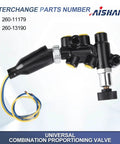 Universal Adjustable Proportioning Valve Kit With Easy Turn Knob For Master Cylinder 260-13190 260-11179, black valve with wires.