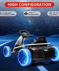 Rear view of 24V Kids Electric Go Kart With Dual 250W Motors And 9Ah Battery, 8 MPH Drifting Ride On Toy with glowing wheels