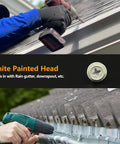Built Tough Self Tapping Gutter Screws With White Painted Hex Heads And Corrosion Resistant Zinc Plating For No Sweat Downspout Repairs in use.