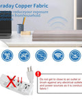 Faraday Shielding Fabric For RFID And WiFi Blocker, Copper Nickel EMF Shielding Material on desk, electrical safety warning.