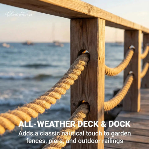 1 Inch By 100 Foot Hemp Rope Heavy Duty 4 Strand Twisted Twine For Deck Railing Landscaping Dock Decor with natural brown finish