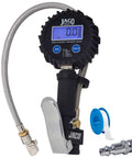 FlowPro Digital Tire Inflator With Pressure Gauge 200 PSI, LCD Display, Steel Body, Braided Hose, Auto Off, JACO brand visible