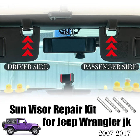 Heavy Duty Sun Visor Repair Kit For Jeep Wrangler JK JKU 2007 To 2017 Four Piece Visor Tube Set installation illustration