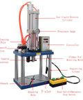 The Workshop Beast Heavy Duty Pneumatic Punch Press Machine With Adjustable Cylinder Stroke And Digital Controls For Tough Metal Fabrication Jobs 110V, showcasing components like controller and air source processor.