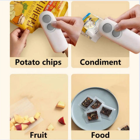 2 In 1 Portable Bag Sealer And Cutter With Rechargeable Battery sealing bags of potato chips and condiments