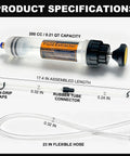 Tight Squeeze Friendly 200cc Automotive Fluid Extractor And Fill Pump with manual shut off valve and rubber tube connector.