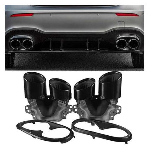 Mercedes-Benz W177 A35 AMG 2020+ Exhaust Tips Kit Four-Exit Turbo Muffler Tail Pipes Black Stainless Steel With Protective Coating