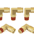 5 Pack Pro Grade Three Eighths Inch Brass Air Brake Line Push To Connect Fittings With Ninety Degree Elbow Three Eighths Inch Tube OD To One Quarter Inch NPT Quick Connect Swivel For Truck Trailers And Air Brake System