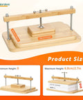 DIY Book Binding Press Kit With Bamboo Wood Construction, 11 By 7.9 Inch Book Press showing product dimensions and usage examples