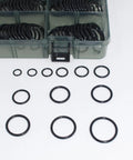 Hydraulic O Ring Kit For ORB Fittings, 270 Piece Set With 12 Common SAE 900 Series Buna N 90 Durometer O Rings displayed in a case