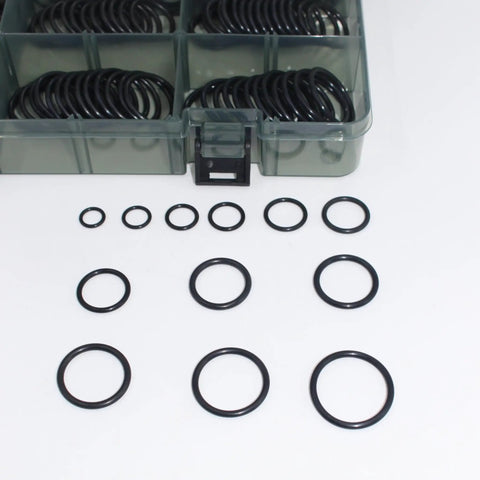 Hydraulic O Ring Kit For ORB Fittings, 270 Piece Set With 12 Common SAE 900 Series Buna N 90 Durometer O Rings displayed in a case