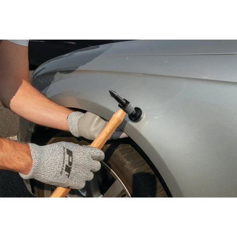 Using W1013 Pick And Finishing Hammer for Auto Body Work High Carbon Drop Forged Steel Head to smooth car dent