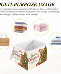 Foldable Storage Bin With Lid Handles Clutter Slayer Game Changer For Bedroom Organization, open with folded linens, multi-purpose use.