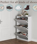 White Freestanding Shoe Cabinet With Three Flip Drawers For Entryway And Hallway Hidden Storage Large Capacity Shoe Organizer
