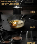 Versatile Handheld Milk Frother With Stand For Lattes Cappuccinos And Hot Chocolate Quick Foaming Wand For Frothing Matcha Beverages And Coffee At Home Perfect Gift For Home Barista Vibes frothing milk, eggs, and shakes