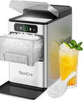 Dope Nugget Ice Maker 40 Lbs Per Day Countertop with ice scoop, drink, and stainless steel finish
