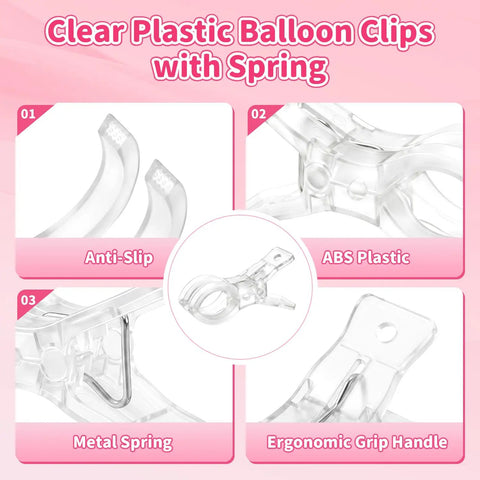 Super Cool 10 Pack Clear Spring Balloon Arch Clips That Grip Tight For Your Birthday Wedding Or Photo Studio Decor Setup Without Messing Up The Look! clear plastic clip with metal spring, anti-slip handle