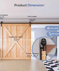 12 Foot Sliding Barn Door Hardware Track Kit With J Pulleys And Heavy Duty Ball Rollers dimensions showing 72" max door width.