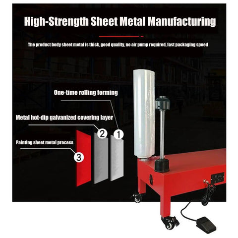 Heavy Duty Electric Pallet Wrapping Machine With Adjustable Turntable, Double Shaft Stretch Film Dispenser For Warehouse Crews, built with high-strength sheet metal.
