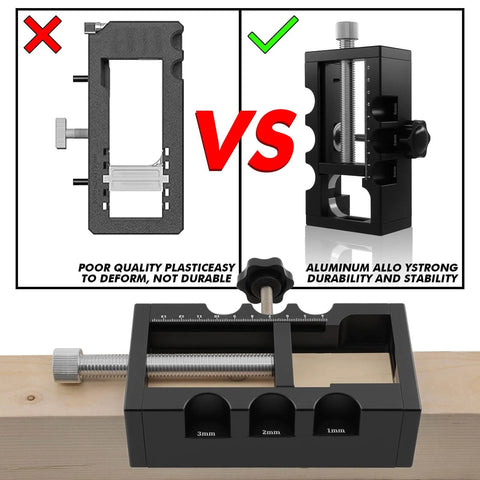 Versatile Aluminum Door Hinge Mortise Jig for Quick and Precise Hinge Installation, comparison of plastic vs aluminum jig.