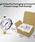 Low Pressure Dry Dial Gauge With A Two And A Half Inch Dial, 304 Stainless Steel Case, Lower Mount, NPT connection, with protective packaging