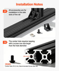 Five Piece 2040 Aluminum Extrusion Profile Kit With 2000 Mm Length And Anodized Black V Slot Linear Rail installation notes