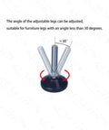 Furniture Leveler Swivel Feet With PTFE Bottom 35mm Base And 5/16-18 Threaded Shank Leveling Pads Adjustable Angle