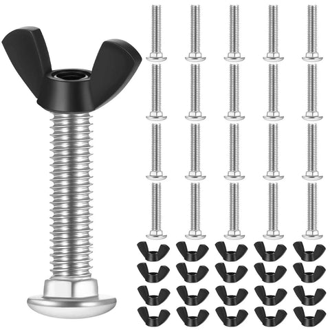 M6 Pet Carrier Fasteners Set With 20 Plastic Butterfly Nuts And 20 M6 X 30 Stainless Steel Bolts For Dog Kennels Replacement