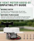 RV Roof Vent Lift Motor K6010-81 17 RPM For Dometic Fan-Tastic B Series with stainless steel mounting screws displayed on table.