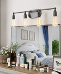 Dope Industrial Water Pipe Vanity Light 4 Head Wall Lamp Dark Silver Finish over bathroom mirror