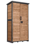 Heavy Duty Outdoor Storage Cabinet With Metal Frame And Floor, Durable Garden Tool Shed With Waterproof Sloped Roof, Adjustable Shelves