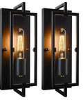 Set Of 2 Dope Industrial Wall Sconces Black Rustic Indoor Lanterns With Glass Shade Vintage Bronze Wall Light Fixture E26 Base