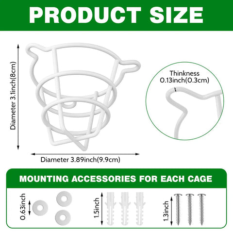 12 Pack Heavy Duty Fire Sprinkler Head Cage Guards Shield Semi Recessed Residential Heads dimensions with mounting accessories.
