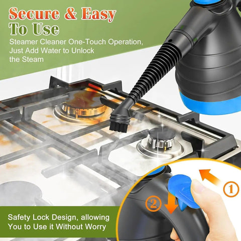 Easy Clean Handheld Steam Cleaner For Home And Car 275F High Temp Fast Heat Multi Surface Steamer on stove