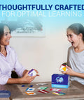 Mother and daughter using Ultimate Geography Flash Cards Set With Flags Capitals Currencies And Populations 290 Cards For Global Nations And US States
