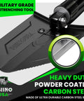 Folding Survival Shovel With Pick And Hoe 3 In 1 Tough As Nails Heavy Duty Carbon Steel Entrenching Tool close-up