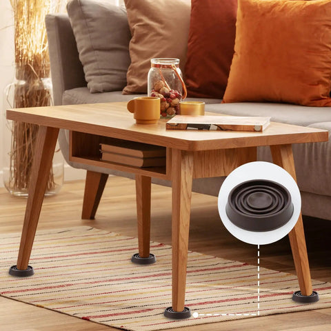1.5 Inch Round Rubber Furniture Caster Cups 4 Pack Dark Brown Floor Protectors under table legs