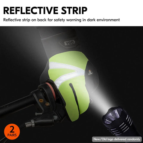 Reflective strip on 2 Pairs Winter Work Gloves With Thinsulate C100 Lined, High Dexterity Touchscreen Ready, Waterproof Insert, Coldproof And Windproof, Synthetic Leather, Size L, Black And Fluorescent Green, SL8777FW