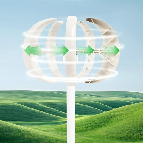 600W Vertical Lantern Wind Turbine Generator With Controller For Home Or Marine Use, Automatic Wind Angle, Five Blades