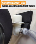 120 Piece Single Ear Hose Clamp Set 15.0 To 17.5 Mm 304 Stainless Steel cinching plastic tubing on white fitting