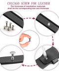 Image showing Gun Black Chicago Screws Assorted Heavy Duty Leather Rivet Kit in use for easy leather installation and durability.