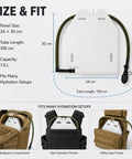 50oz Hydration Bladder Water Reservoir For Outdoors with modular webbing, dimensions 24x30 cm, tube length 100 cm, capacity 1.5L