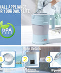 Travel Electric Kettle 700ML Foldable BPA Free Portable Kettle With Keep Warm And Delay Start 110V Blue, showcasing features.
