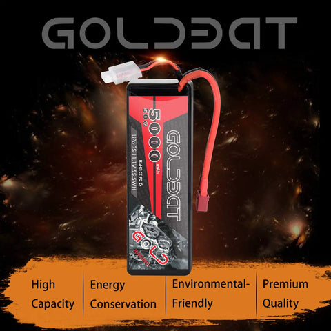 LiPo RC Battery Pack 11.1V 5000mAh 3S 50C With Hard Case And T Connector For Emaxx Axial RC Cars Trucks Buggy Truggy Hobby 2 Pack