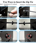 Upgraded Nylon Universal Cable Tie Buckle Self Locking Kit installation methods shown in six steps for heavy-duty use