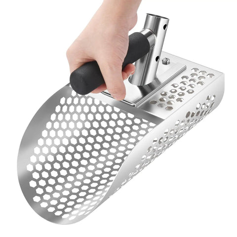 Heavy Duty Metal Detecting Sand Scoop For Beach Finds And Water Treasure Hunting, Fast Sifting Stainless Steel Shovel with handle