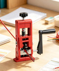Professional Manual Wire Stripping Machine With Hand Crank For Efficient Copper Recovery on a wooden desk with cables.