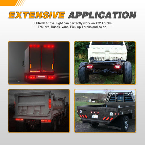 6 Inch Oval Trailer Tail Light 2 Pack With 10 LED Red Stop Brake Turn Signals Surface Mount Grommets And Plugs in various vehicle applications